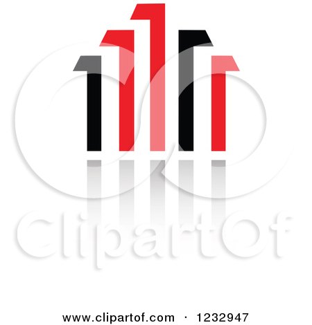 Clipart of a Red and Black Bar Graph Logo and Reflection 3 - Royalty Free Vector Illustration by Vector Tradition SM