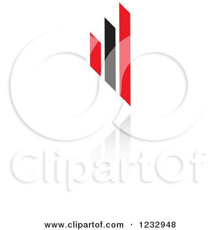 Clipart of a Red and Black Bar Graph Logo and Reflection - Royalty Free Vector Illustration by Vector Tradition SM