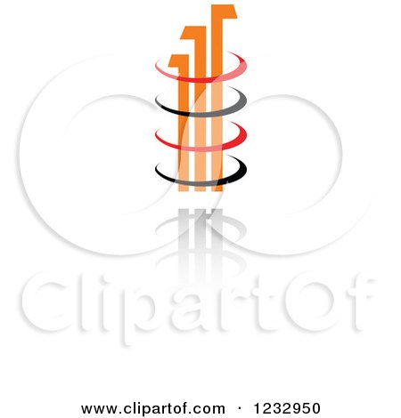 Clipart of a Red Orange and Black Bar Graph Logo and Reflection - Royalty Free Vector Illustration by Vector Tradition SM