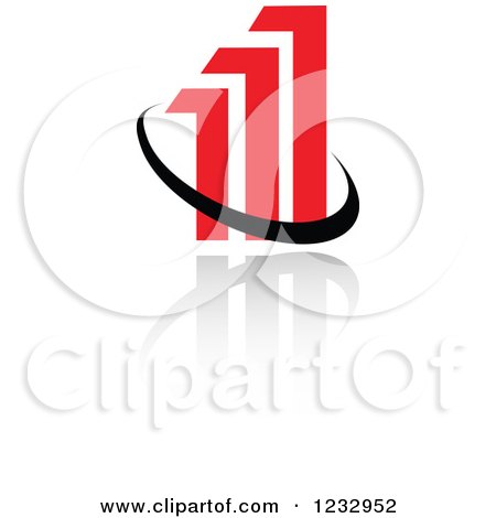 Clipart of a Red and Black Bar Graph Logo and Reflection 2 - Royalty Free Vector Illustration by Vector Tradition SM