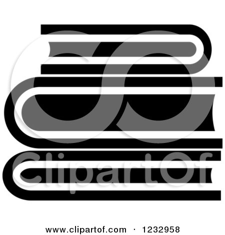 Clipart of a Black and White Stacked Books Business Icon - Royalty Free Vector Illustration by Vector Tradition SM