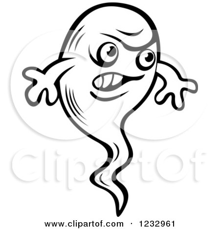 Clipart of a Mad Black and White Amoeba or Monster 2 - Royalty Free Vector Illustration by Vector Tradition SM