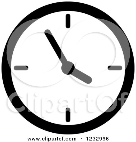 Clipart of a Black and White Wall Clock Business Icon - Royalty Free Vector Illustration by Vector Tradition SM