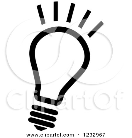 Clipart of a Black and White Idea Light Bulb Business Icon - Royalty Free Vector Illustration by Vector Tradition SM