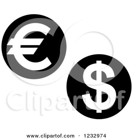 Clipart of a Black and White Coin Business Icon - Royalty Free Vector Illustration by Vector Tradition SM