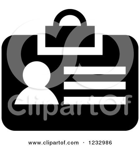 Clipart of a Black and White Employee Badge Business Icon - Royalty Free Vector Illustration by Vector Tradition SM
