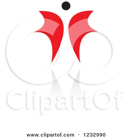 Clipart of a Red and Black Butterfly or Angel Logo and Reflection 3 - Royalty Free Vector Illustration by Vector Tradition SM