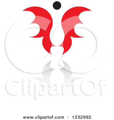 Clipart of a Red and Black Butterfly or Angel Logo and Reflection 2 - Royalty Free Vector Illustration by Vector Tradition SM