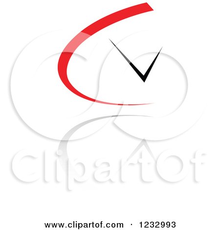 Clipart of a Red and Black Clock Logo and Reflection - Royalty Free Vector Illustration by Vector Tradition SM