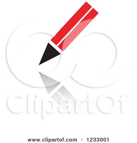 Clipart of a Red and Black Pencil Logo and Reflection - Royalty Free Vector Illustration by Vector Tradition SM
