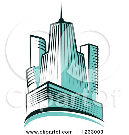 Clipart of Turquoise Skyscrapers 4 - Royalty Free Vector Illustration by Vector Tradition SM