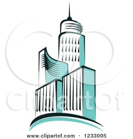 Clipart of Turquoise Skyscrapers 3 - Royalty Free Vector Illustration by Vector Tradition SM