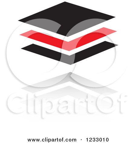 Clipart of a Red and Black Tiles Logo and Reflection - Royalty Free Vector Illustration by Vector Tradition SM