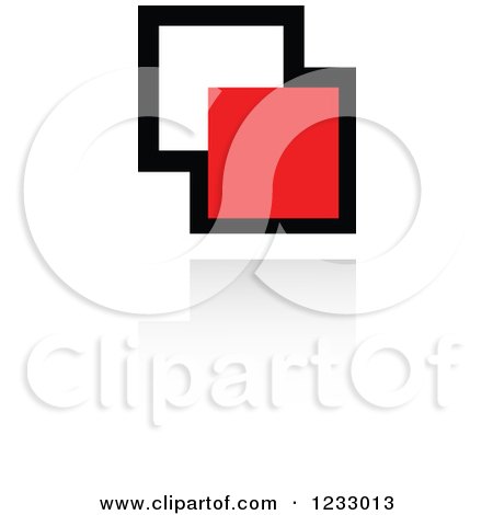 Clipart of a Red and Black Abstract Squares Logo and Reflection - Royalty Free Vector Illustration by Vector Tradition SM