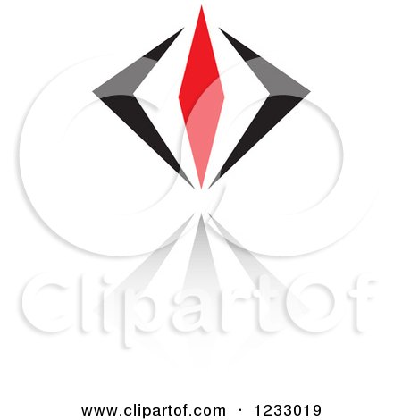 Clipart of a Red and Black Diamond Logo and Reflection - Royalty Free Vector Illustration by Vector Tradition SM