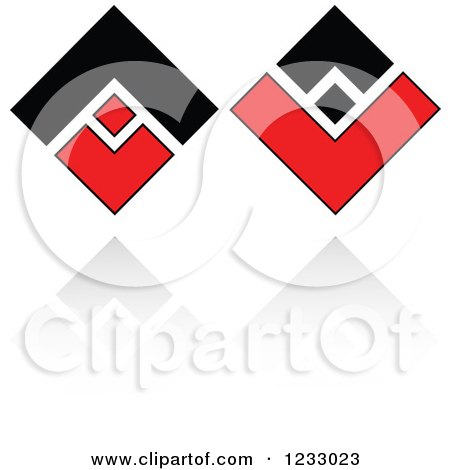 Clipart of a Red and Black Diamond Logo and Reflection 5 - Royalty Free Vector Illustration by Vector Tradition SM