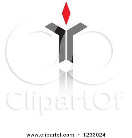 Clipart of a Red and Black Abstract Torch Logo and Reflection - Royalty Free Vector Illustration by Vector Tradition SM