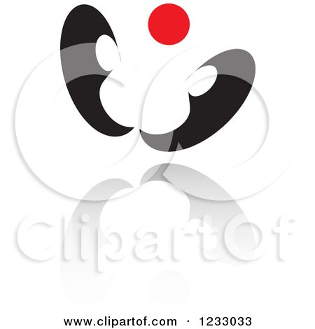 Clipart of a Red and Black Butterfly Logo and Reflection - Royalty Free Vector Illustration by Vector Tradition SM