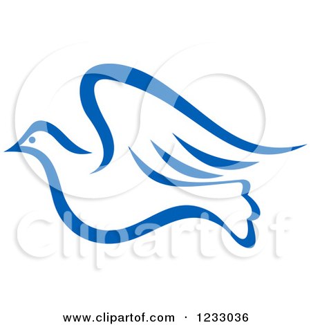 Clipart of a Flying Blue Dove - Royalty Free Vector Illustration by Vector Tradition SM