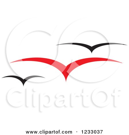 Clipart of a Red and Black Seagull Logo - Royalty Free Vector Illustration by Vector Tradition SM