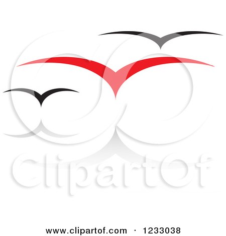 Clipart of a Red and Black Seagull Logo and Reflection - Royalty Free Vector Illustration by Vector Tradition SM