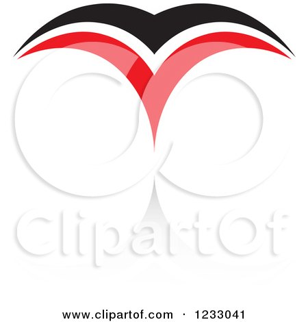 Clipart of a Red and Black Bird Logo and Reflection - Royalty Free Vector Illustration by Vector Tradition SM