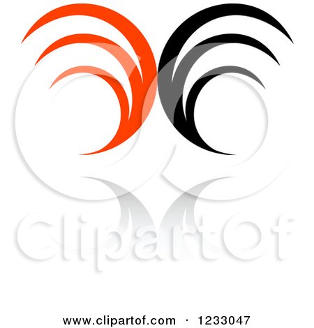 Clipart of a Black and Orange Abstract Logo and Reflection - Royalty Free Vector Illustration by Vector Tradition SM