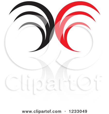 Clipart of a Red and Black Abstract Logo and Reflection 6 - Royalty Free Vector Illustration by Vector Tradition SM