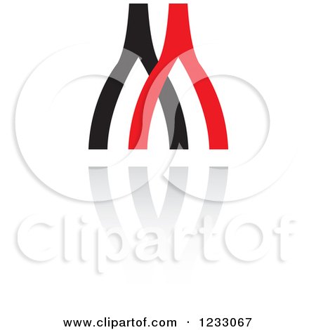 Clipart of a Red and Black Wish Bone Logo and Reflection - Royalty Free Vector Illustration by Vector Tradition SM