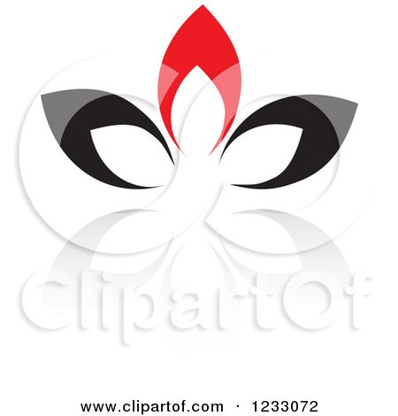 Clipart of a Red and Black Abstract Flower Logo and Reflection - Royalty Free Vector Illustration by Vector Tradition SM