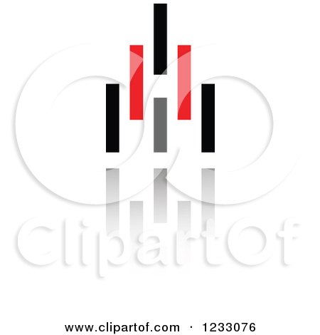 Clipart of a Red and Black Abstract Logo and Reflection 17 - Royalty Free Vector Illustration by Vector Tradition SM