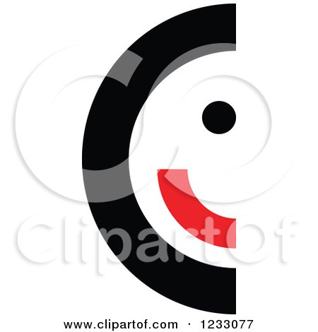 Clipart of a Red and Black Half Smiley Face Logo - Royalty Free Vector Illustration by Vector Tradition SM