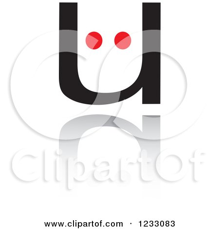 Clipart of a Red and Black German Letter U Logo and Reflection - Royalty Free Vector Illustration by Vector Tradition SM