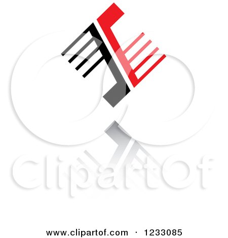 Clipart of a Red and Black Abstract Logo and Reflection 23 - Royalty Free Vector Illustration by Vector Tradition SM