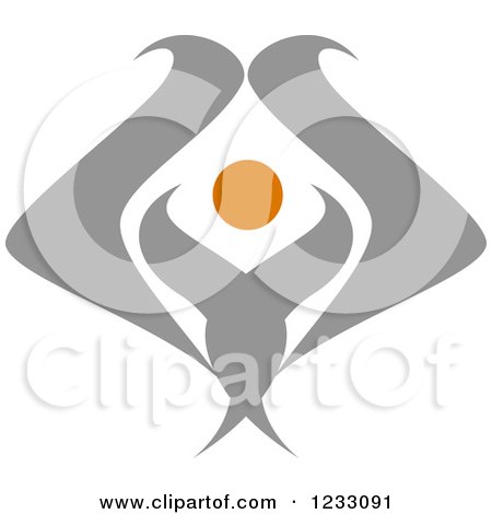 Clipart of a Gray and Orange Super Human Logo - Royalty Free Vector Illustration by Vector Tradition SM