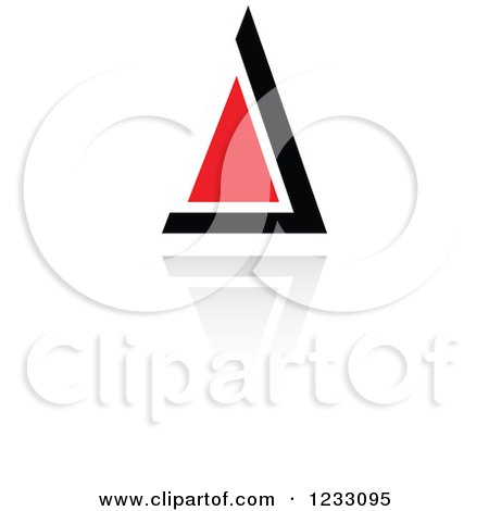 Clipart of a Red and Black Triangle Logo and Reflection - Royalty Free Vector Illustration by Vector Tradition SM