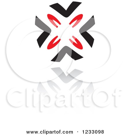 Clipart of a Red and Black X Logo and Reflection - Royalty Free Vector Illustration by Vector Tradition SM