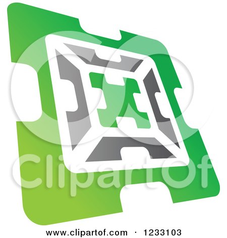 Clipart of a Green and Gray Abstract Logo - Royalty Free Vector Illustration by Vector Tradition SM