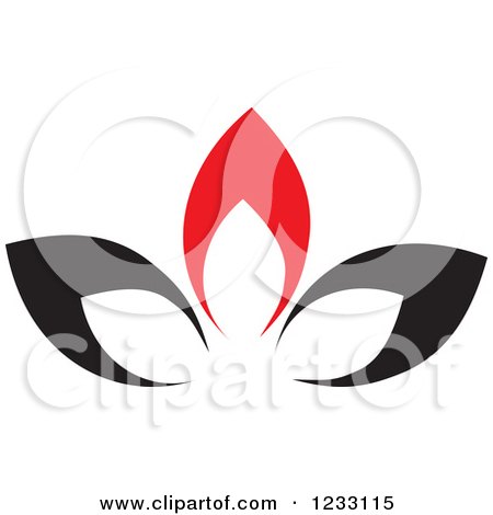 Clipart of a Red and Black Abstract Flower Logo - Royalty Free Vector Illustration by Vector Tradition SM