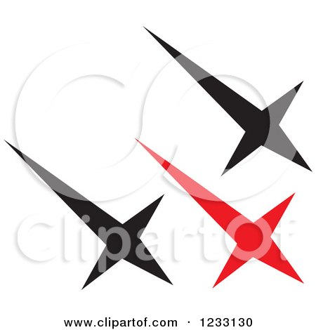 Clipart of a Red and Black Star or Plane Logo - Royalty Free Vector Illustration by Vector Tradition SM