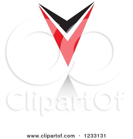 Clipart of a Red and Black Letter V Logo and Reflection - Royalty Free Vector Illustration by Vector Tradition SM