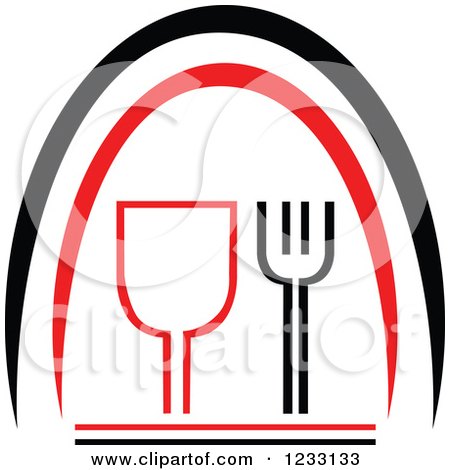 Clipart of a Red and Black Wine Glass Logo - Royalty Free Vector Illustration by Vector Tradition SM