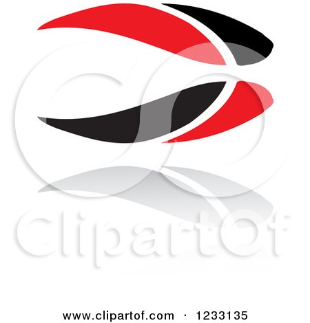 Clipart of a Red and Black Abstract Logo and Reflection 20 - Royalty Free Vector Illustration by Vector Tradition SM