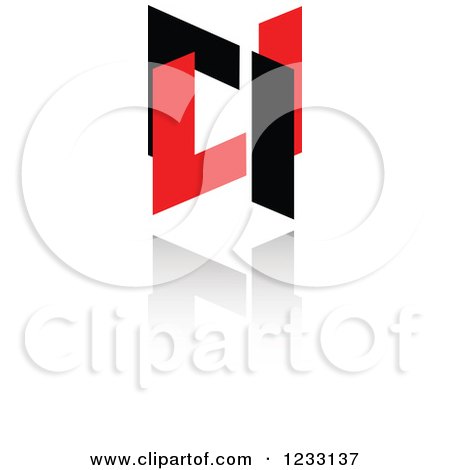 Clipart of a Red and Black Abstract Logo and Reflection 28 - Royalty Free Vector Illustration by Vector Tradition SM