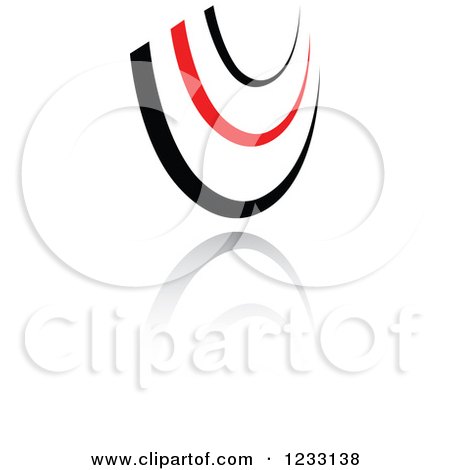 Clipart of a Red and Black Swoosh Logo and Reflection - Royalty Free Vector Illustration by Vector Tradition SM