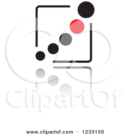 Clipart of a Red and Black Tile and Dots Logo and Reflection - Royalty Free Vector Illustration by Vector Tradition SM
