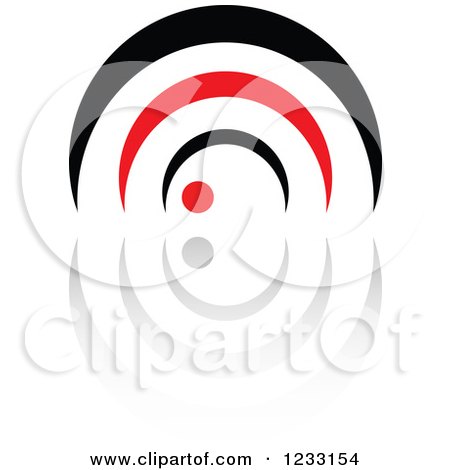 Clipart of a Red and Black Arch Logo and Reflection - Royalty Free Vector Illustration by Vector Tradition SM