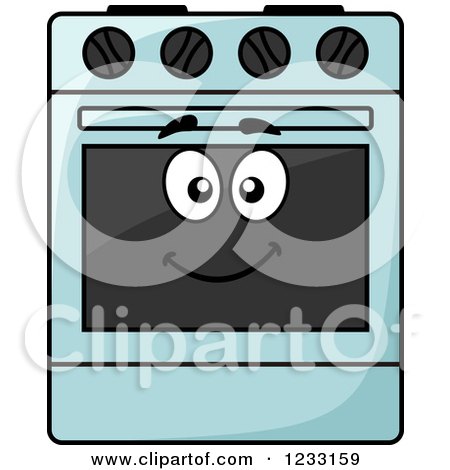 Clipart of a Happy Blue Oven - Royalty Free Vector Illustration by Vector Tradition SM