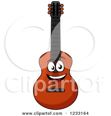 Clipart of a Happy Guitar - Royalty Free Vector Illustration by Vector Tradition SM