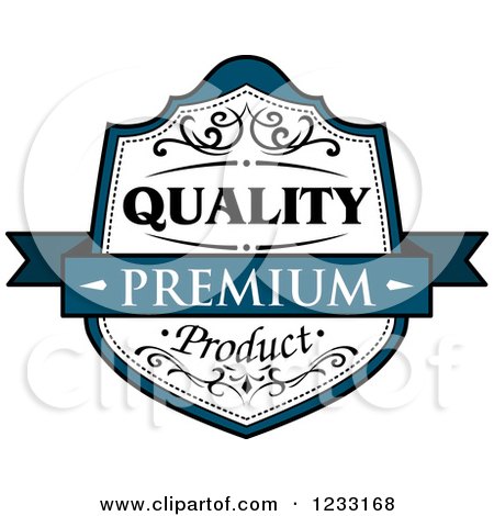 Clipart of a Teal and White Premium Quality Product Label - Royalty Free Vector Illustration by Vector Tradition SM
